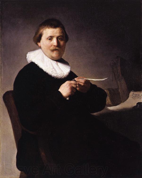 REMBRANDT Harmenszoon van Rijn Portrait of a man trimming his quill (mk33)